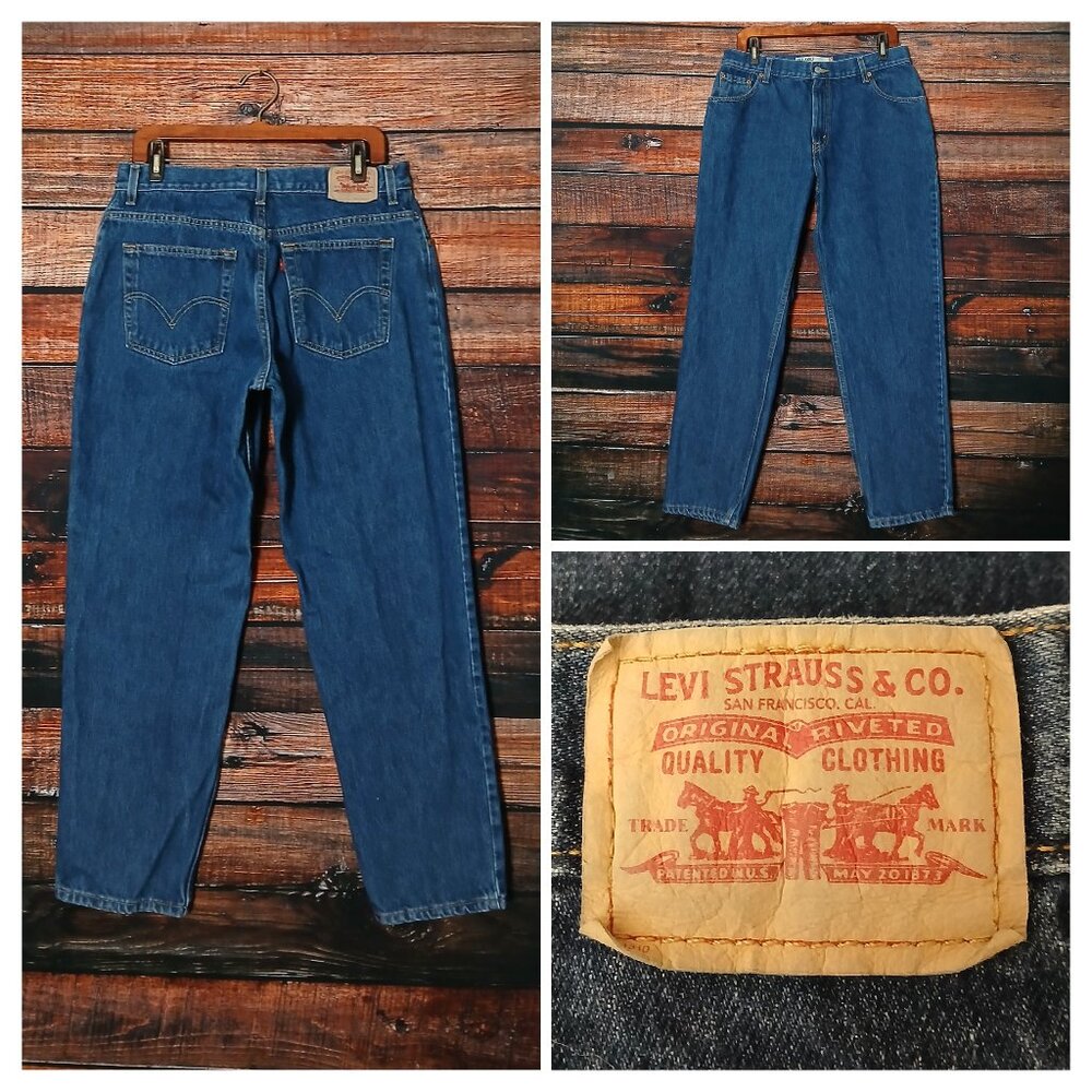 Levis Vintage 550 Jeans 14 Short Relaxed Tapered Mom High Rise Dark Blue Denim